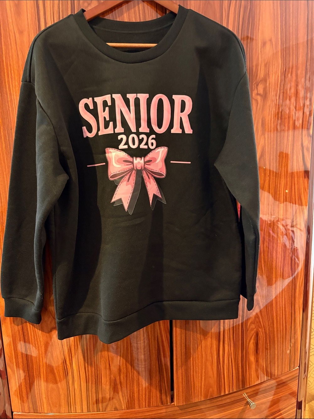 Senior 2026 Black Sweatshirt with Pink Bow - Kids new never used